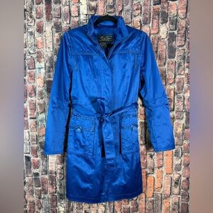 Vintage Terry Lewis Classic Luxuries Cobalt Blue Belt Trench Coat Sz M 80s RARE